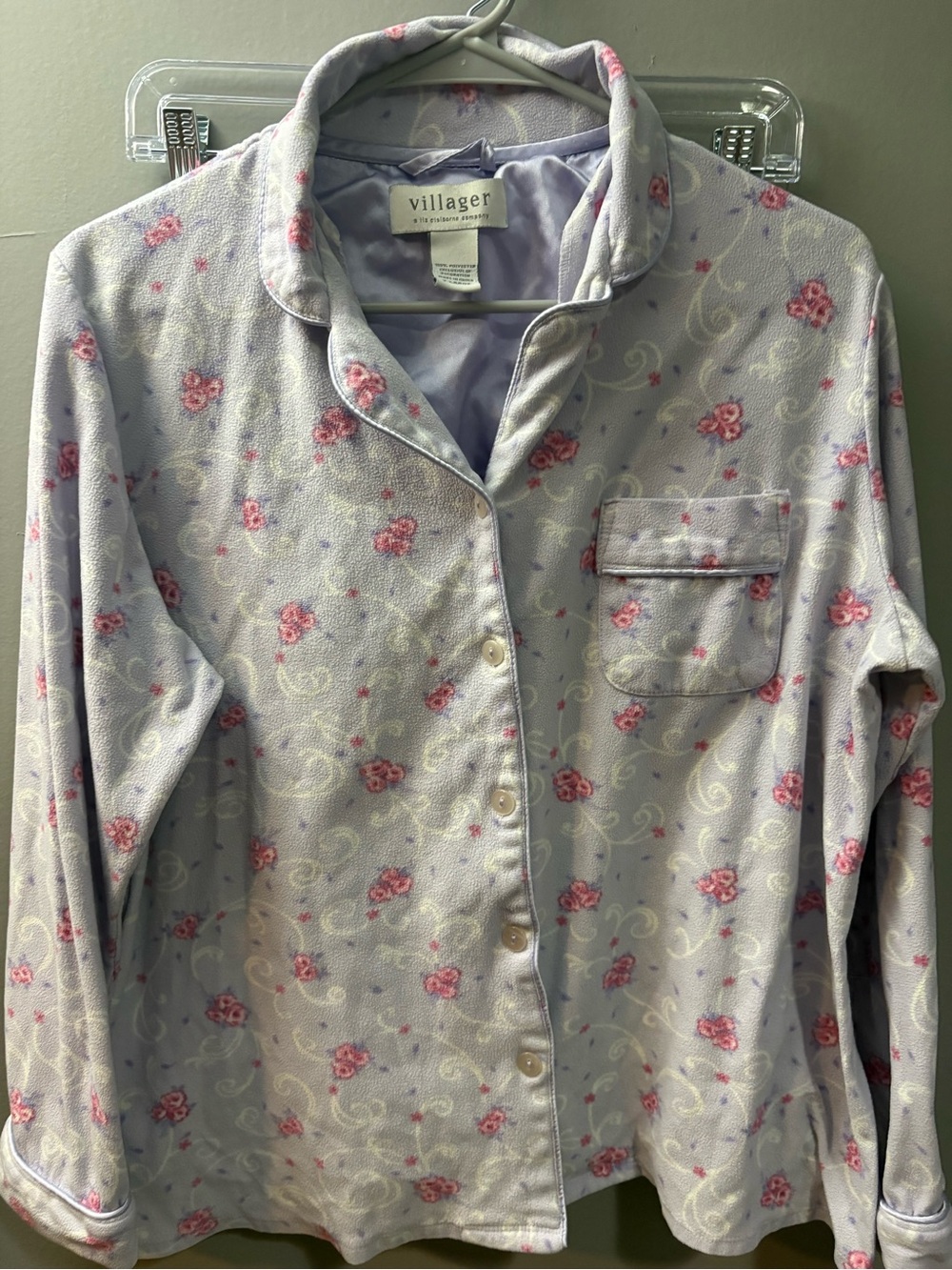 villager Lavender and Pink Floral Button-Front Pajama Set